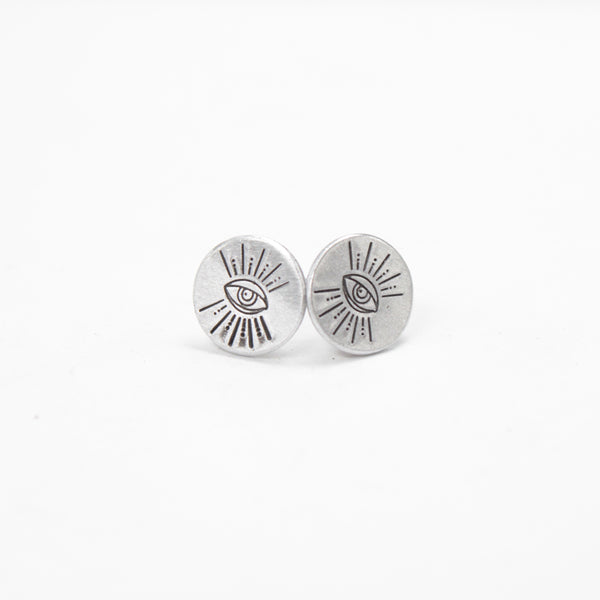 Evil Eye Earrings Sterling silver post earrings