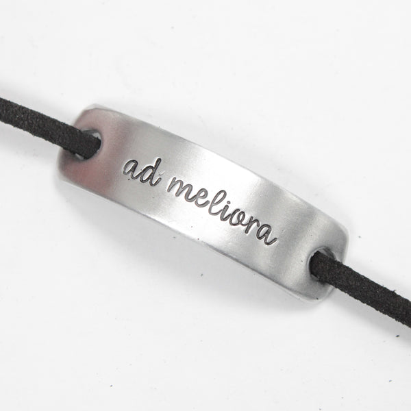"ad meliora" (toward better things) Leather Wrap Bracelet