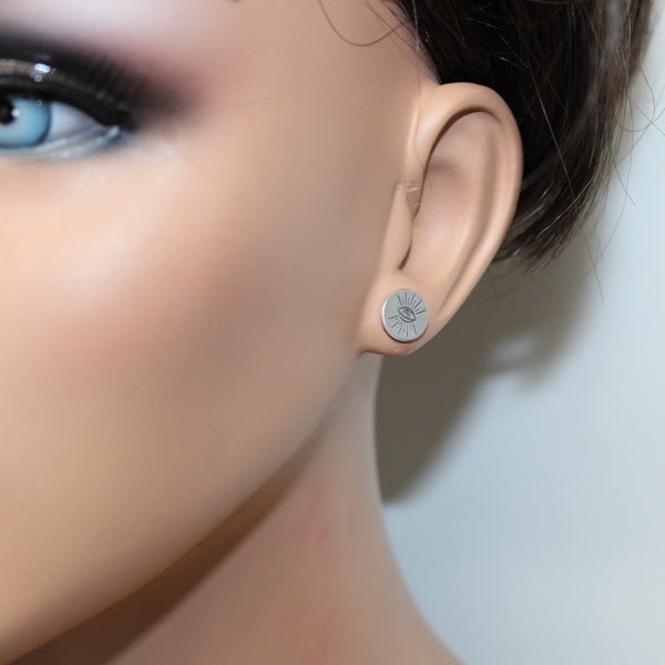Evil Eye Earrings Sterling silver post earrings