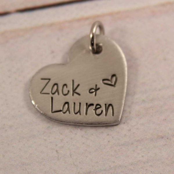 Hand Stamped, personalized Garter / bouquet charm #SIL - Completely Hammered