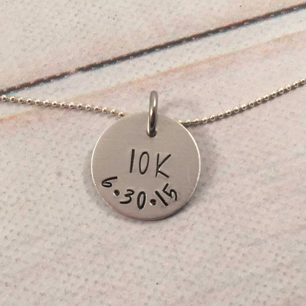 Marathon or half-marathon necklace, 5K, 10K - Completely Hammered