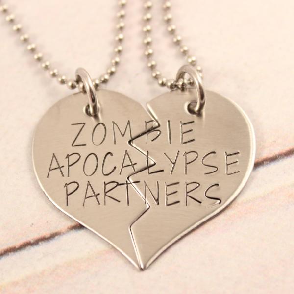 "Zombie Apocalypse Partners" Necklace or Keychain Set #PR - Completely Hammered