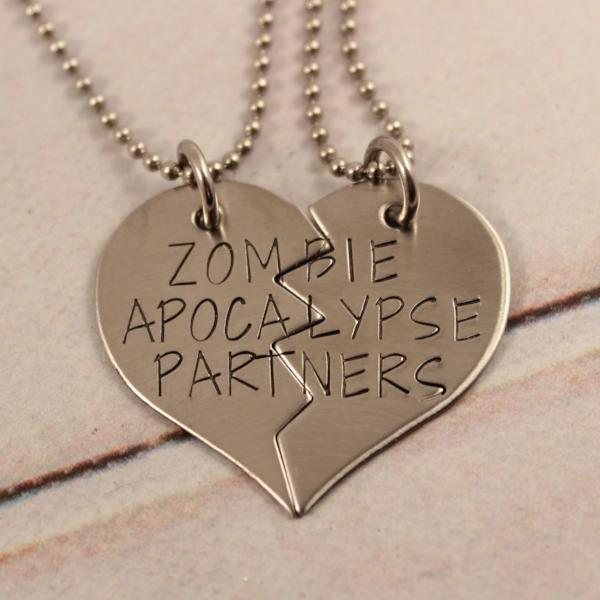 "Zombie Apocalypse Partners" Necklace or Keychain Set #PR - Completely Hammered