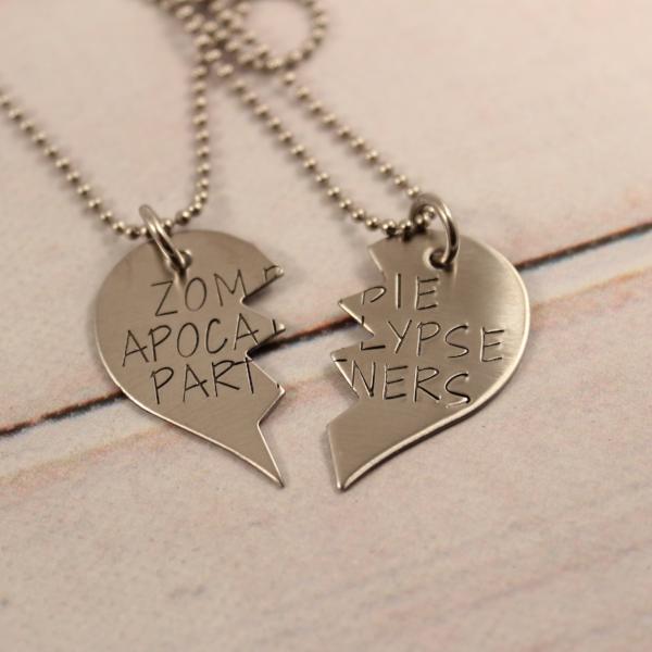 "Zombie Apocalypse Partners" Necklace or Keychain Set #PR - Completely Hammered