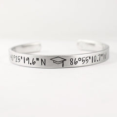 Graduation Custom Coordinate Bracelet - GPS Location - Coordinate Jewelry