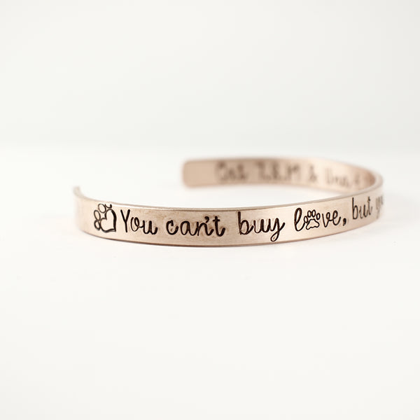 "You can't buy love, but you can rescue it" Cuff Bracelet - Cuff Bracelets - Completely Hammered - Completely Wired