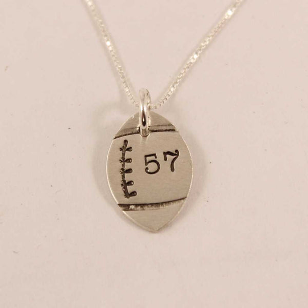 Football with Numbers Sterling Silver Charm Necklace - Necklaces - Completely Hammered - Completely Wired
