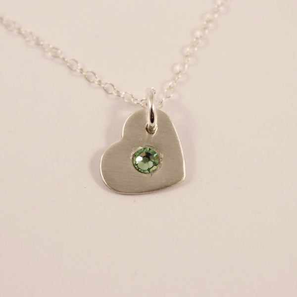 Birthstone Heart Charm - Sterling Silver Charm / Necklace - Necklaces - Completely Hammered - Completely Wired