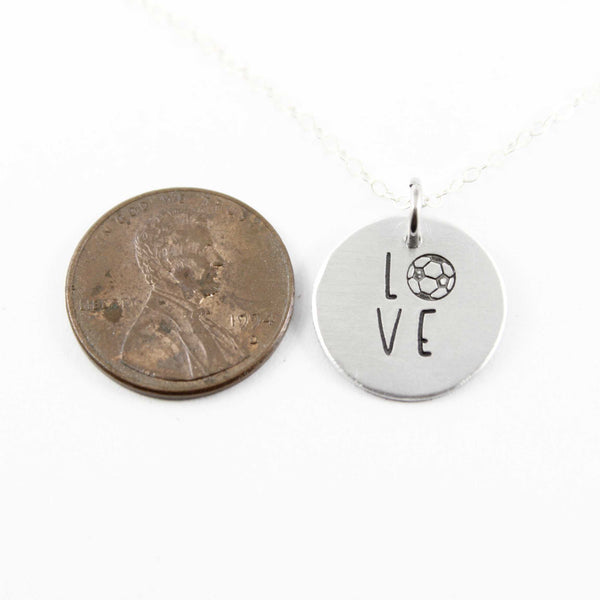 Soccer Love Charm - Sterling Silver - DISCOUNTED SAMPLE - Necklaces - Completely Hammered - Completely Wired