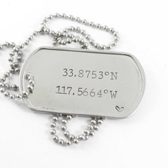 Latitude Longitude /  Location - Stainless Steel Dog Tag