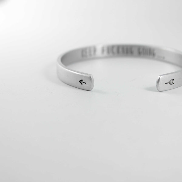"KEEP FUCKING GOING" Cuff Bracelet - Your choice of metal - Cuff Bracelets - Completely Hammered - Completely Wired