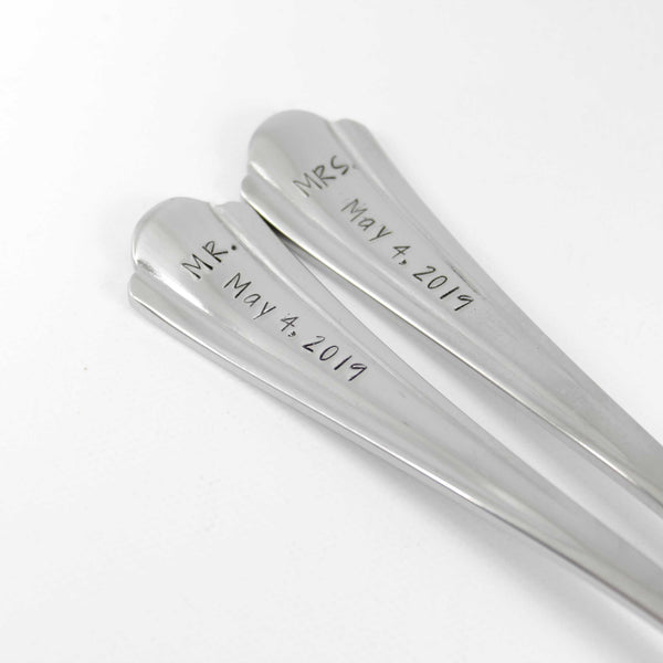 Mr and Mrs Cake Forks with Date -  - Completely Hammered - Completely Wired