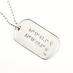 Latitude Longitude /  Location - Stainless Steel Dog Tag