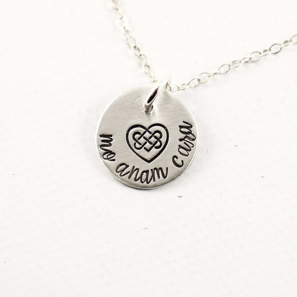 "Mo Anam Cara" - Irish / Gaelic Hand stamped Sterling Silver or Gold Filled Necklace - Necklaces - Completely Hammered - Completely Wired