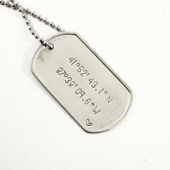 Latitude Longitude /  Location - Stainless Steel Dog Tag