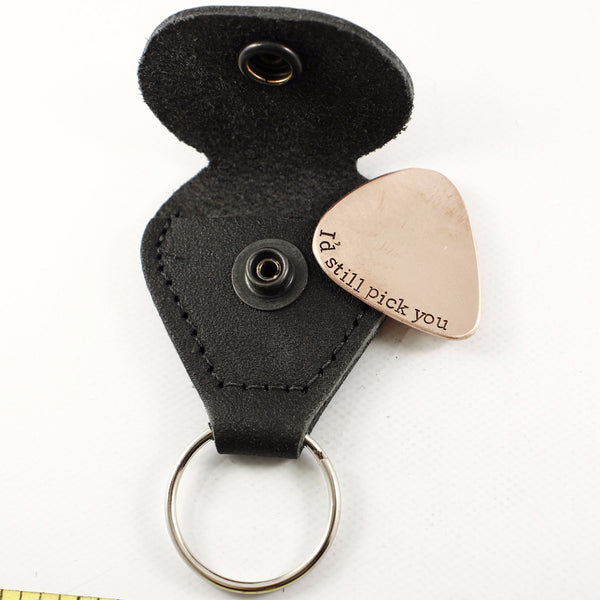 Add On - Leather Pick / Ball Marker Holder Keychain - Leather Pick Holder Keychain - Completely Hammered - Completely Wired