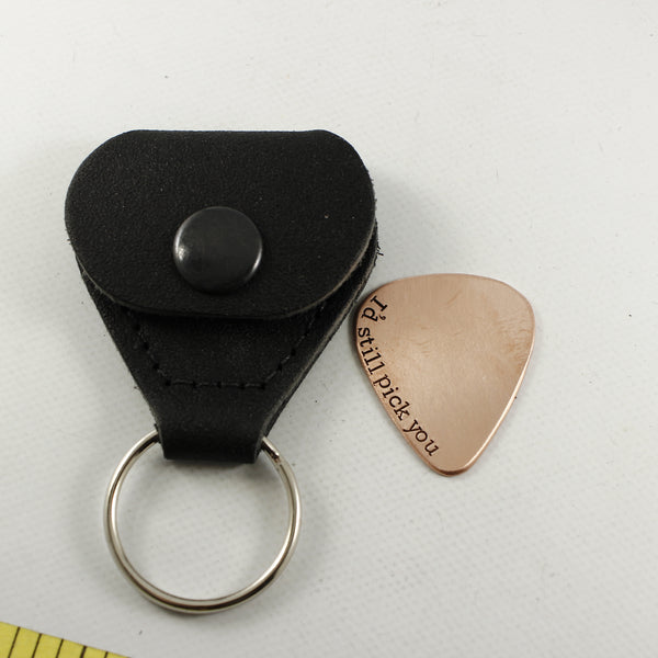 Add On - Leather Pick / Ball Marker Holder Keychain - Leather Pick Holder Keychain - Completely Hammered - Completely Wired