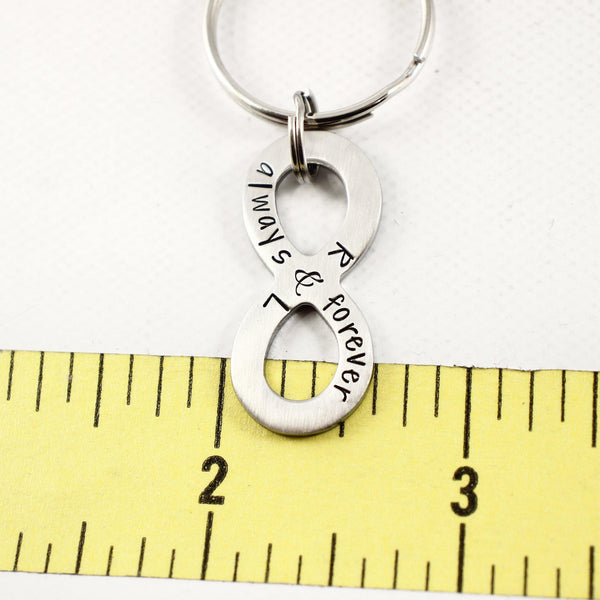 "Always and Forever" Infinity Keychain, personalized with your initials - Keychains - Completely Hammered - Completely Wired