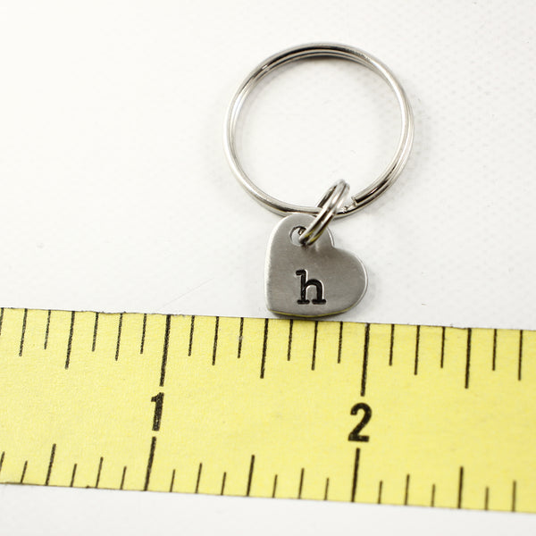 Custom Hand Stamped Two Initial Keychain - Small Heart β Completely ...