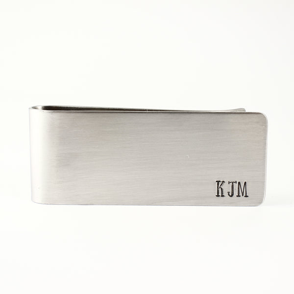 YOUR CHOICE of text - Custom, Hand Stamped Money Clip - Completely Hammered