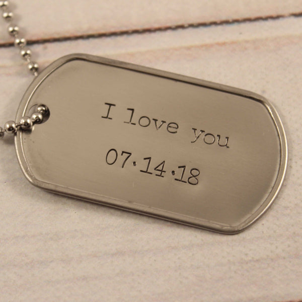 Personalized, Dog Tag Necklace / keychain - Necklaces - Completely Hammered - Completely Wired