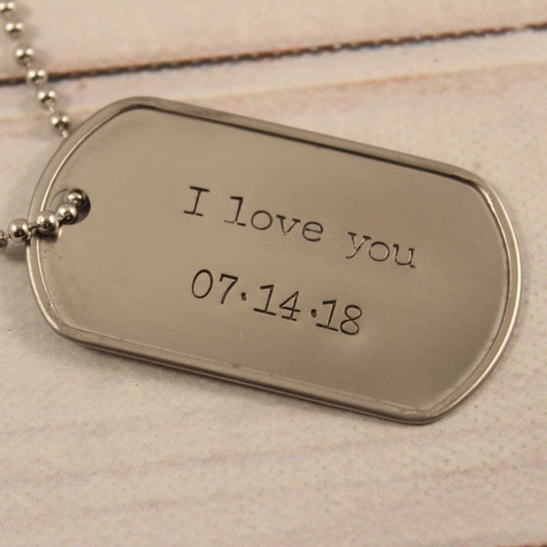 Personalized, Dog Tag Necklace / keychain - Completely Hammered