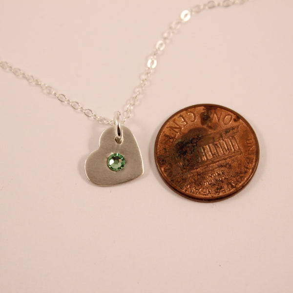 Birthstone Heart Charm - Sterling Silver Charm / Necklace - Necklaces - Completely Hammered - Completely Wired