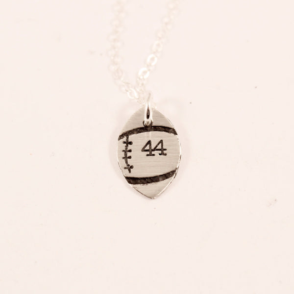 Football with Numbers Sterling Silver Charm Necklace - Necklaces - Completely Hammered - Completely Wired