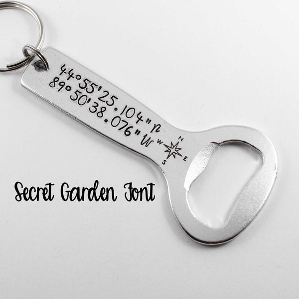 GPS Location Bottle Opener Keychain - Custom - Completely Hammered