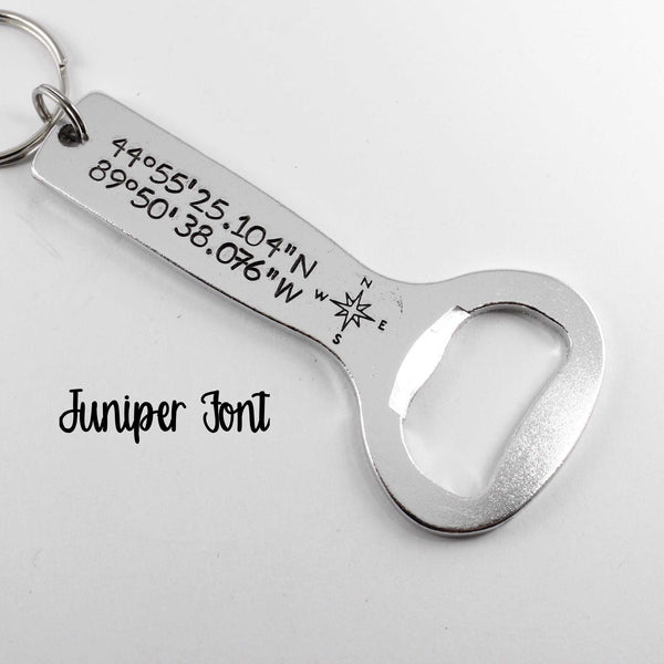 GPS Location Bottle Opener Keychain - Custom - Completely Hammered