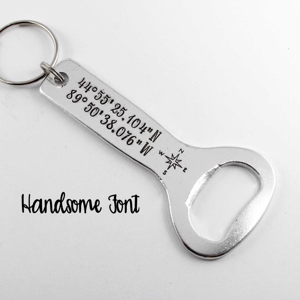 GPS Location Bottle Opener Keychain - Custom - Completely Hammered