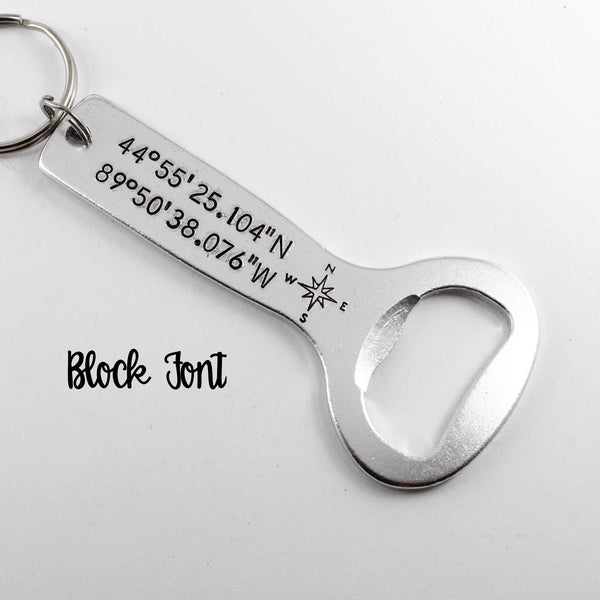 GPS Location Bottle Opener Keychain - Custom - Completely Hammered