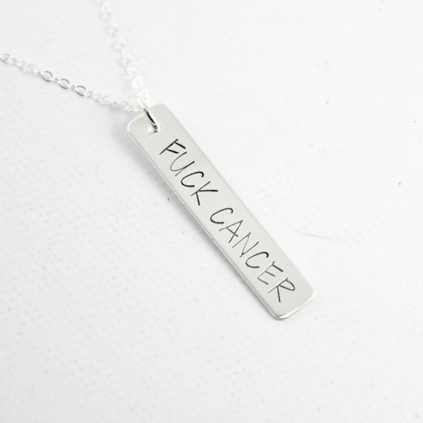 "Fuck Cancer" Necklace - Necklaces - Completely Hammered - Completely Wired
