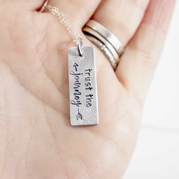"Trust the journey" - Sterling Silver Necklace - Necklaces - Completely Hammered - Completely Wired