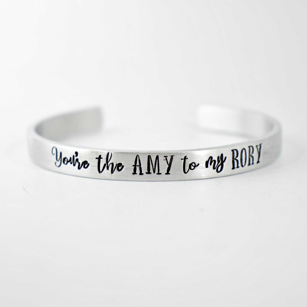 "You're the AMY to my RORY" Doctor Who Inspired Cuff Bracelet - READY TO SHIP SAMPLE - Completely Hammered