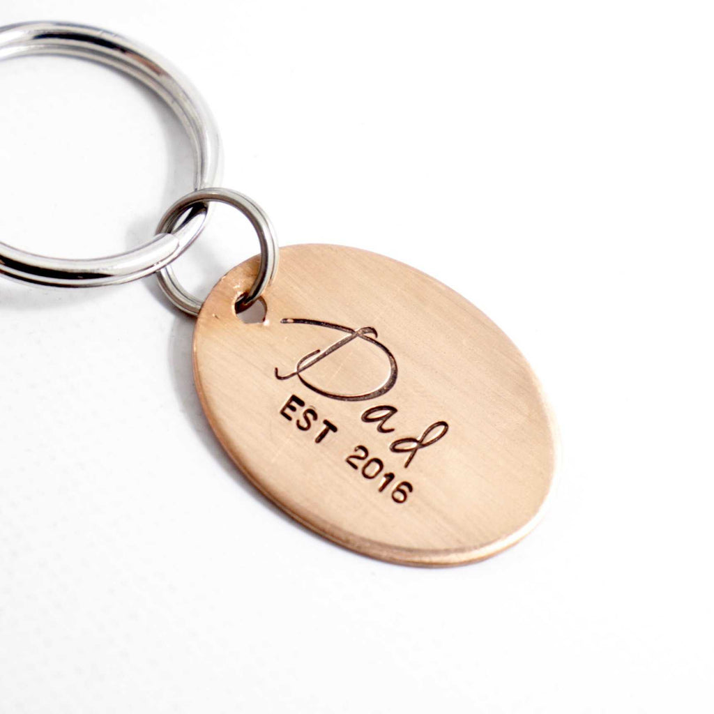 "Dad Est. 2016" Keychain - Ready to ship! - Keychains - Completely Hammered - Completely Wired
