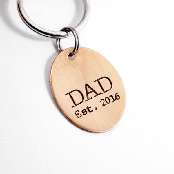"Dad Est. 2016" Keychain - Ready to ship! - Keychains - Completely Hammered - Completely Wired