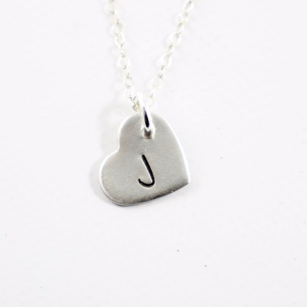 Initial Heart Charm - Sterling Silver Charm / Necklace - Necklaces - Completely Hammered - Completely Wired