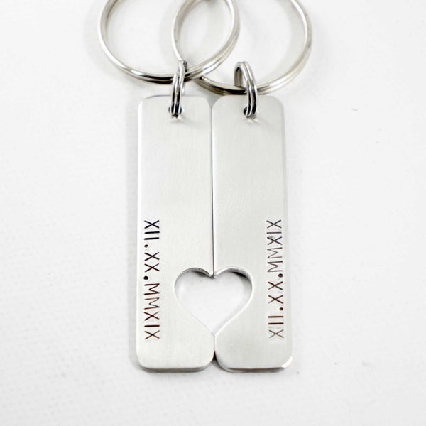 Roman Numeral Couples Keychain Set - Completely Hammered