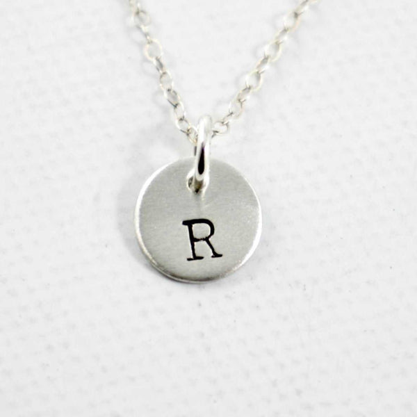 ADD ON - Sterling Silver 3/8" Charm with Initial or Rune ONLY - Completely Hammered