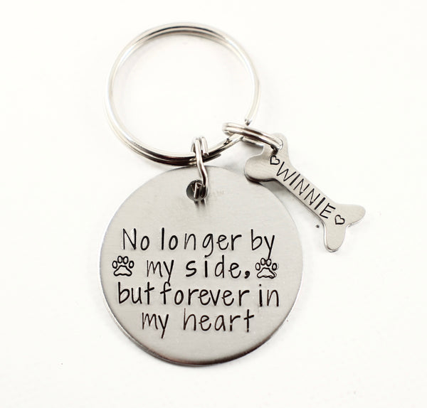 "No longer by my side, but forever in my heart" Stainless Steel keychain - Pet Memorial Keychain - Keychains - Completely Hammered - Completely Wired