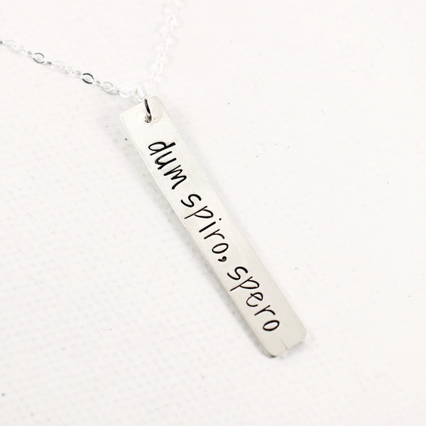 "dum spiro, spero" Necklace / Charm - Sterling Silver - Completely Hammered
