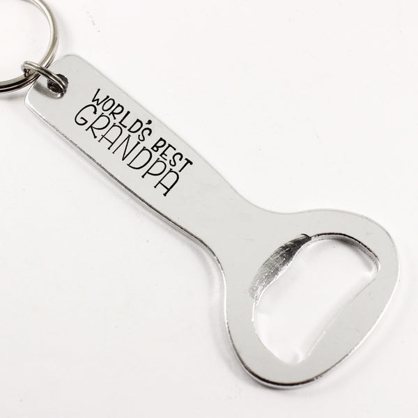 "World's Best Grandpa" Bottle Opener Keychain - Bottle Openers - Completely Hammered - Completely Wired