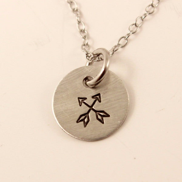 Crossed Arrows Charm Necklace - Completely Hammered