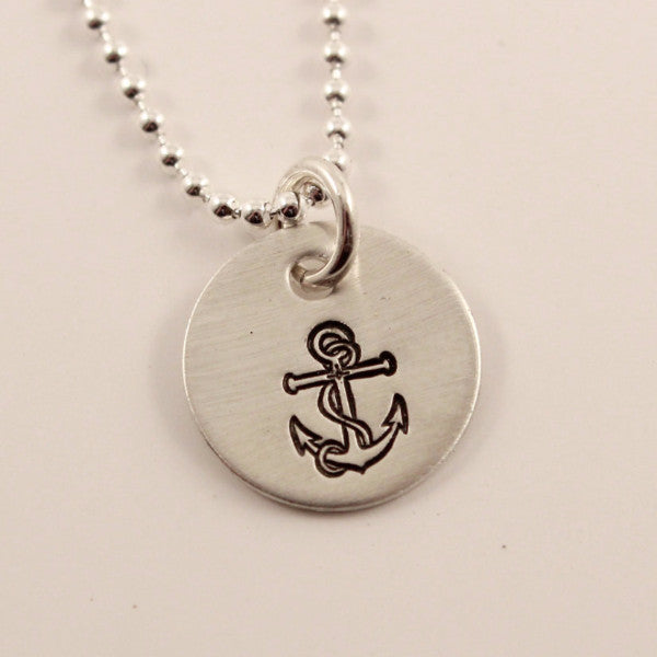 Anchor Charm Necklace - Completely Hammered