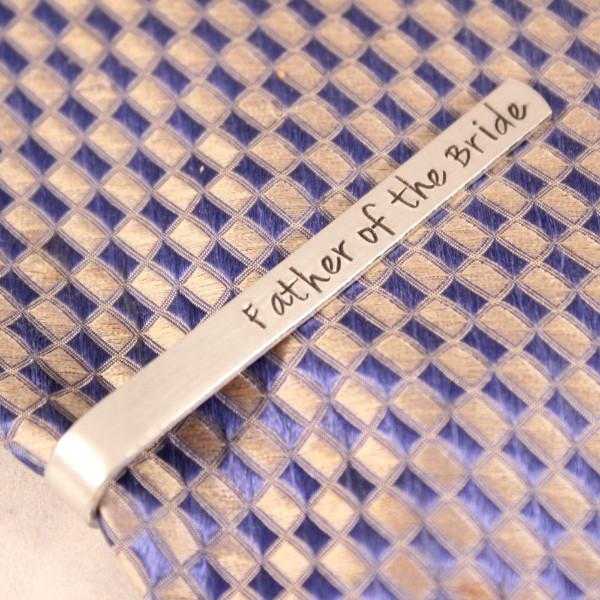 Custom Hand Stamped Tie Bar / Tie Clip - Completely Hammered