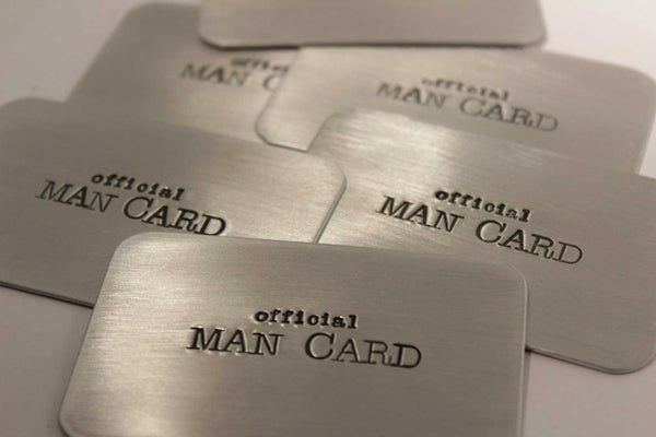 "OFFICIAL MAN CARD" hand stamped wallet insert - Completely Hammered