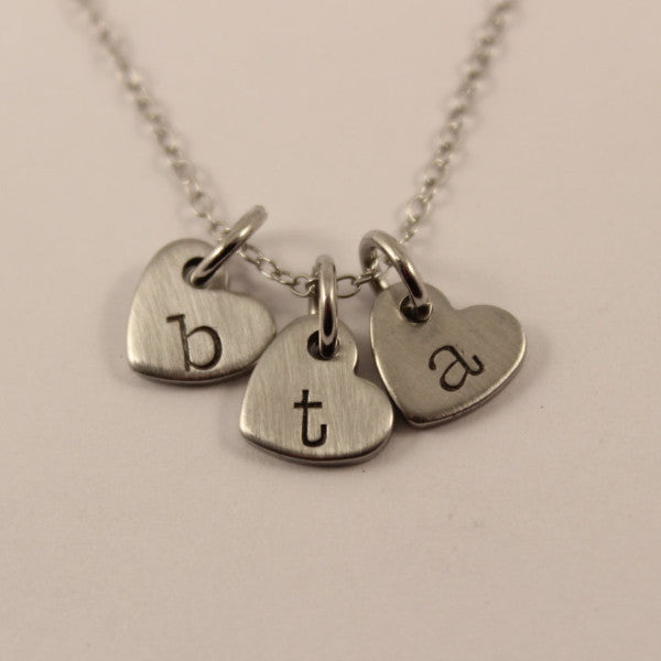 Hand Stamped Mother's / Mommy Initial Necklace - Completely Hammered